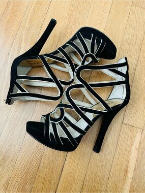 Michael Kors Black Strappy Cutout High Heel Sandals